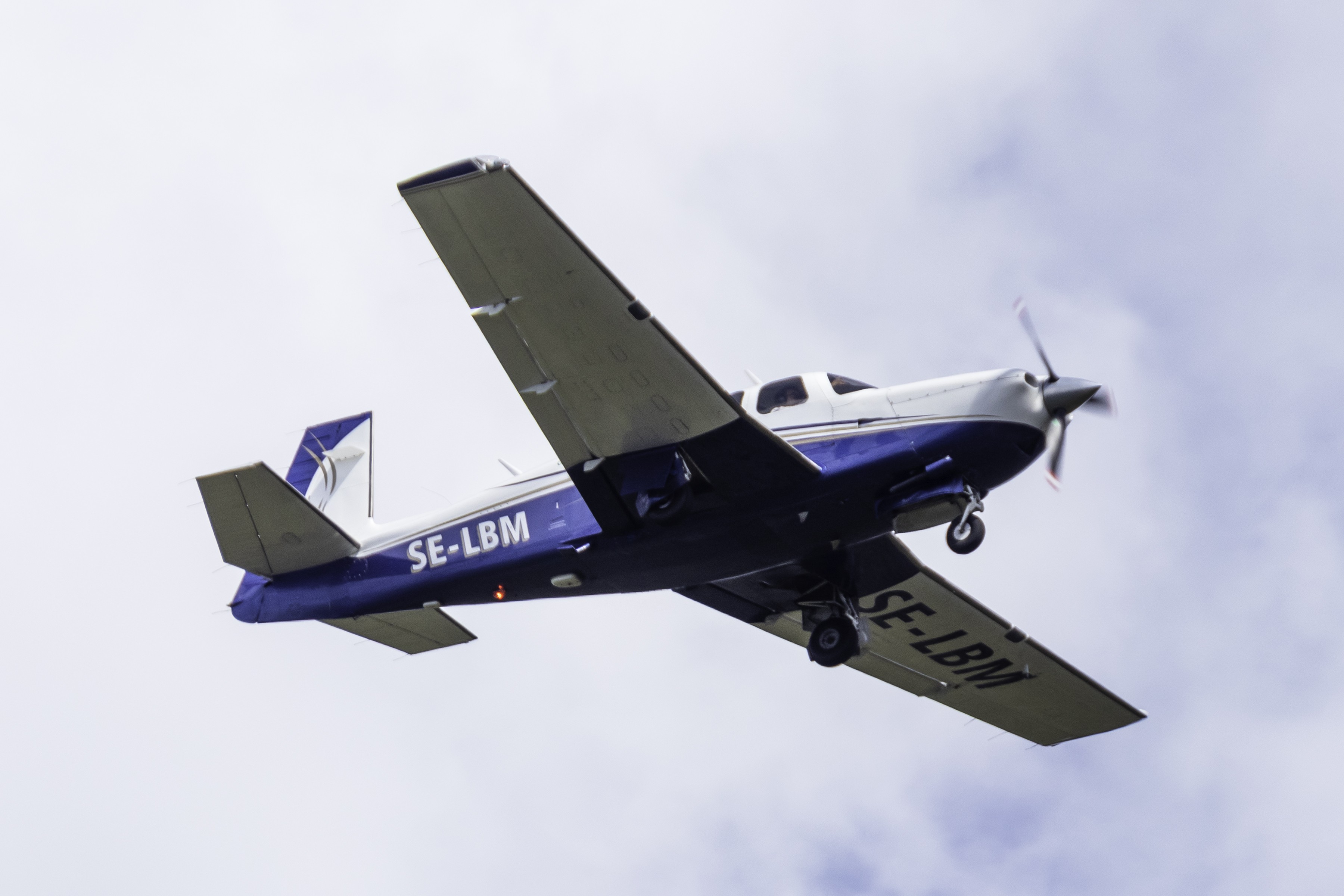 Single-engine piston aircraft in flight