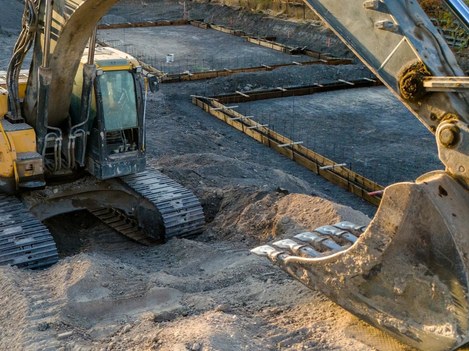 Excavator working on a construction site